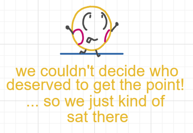 A panel from What's The Point, episode five of the Board Boards object show by Furretwalk/WalkingFurret.